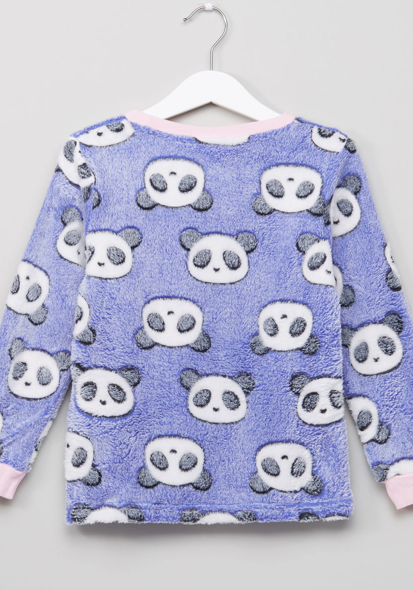 Juniors Fleece Pyjama Set with Panda Print-Clothes Sets-image-3