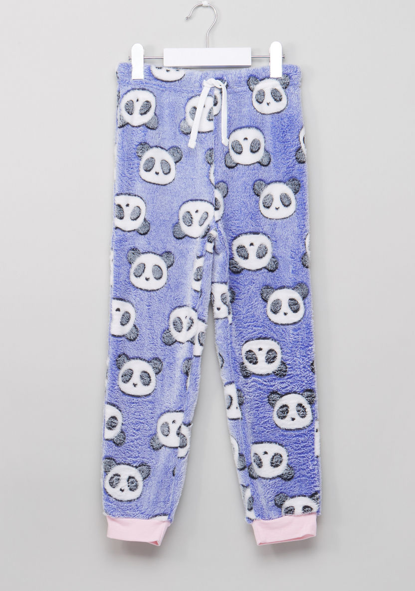 Juniors Fleece Pyjama Set with Panda Print-Clothes Sets-image-4