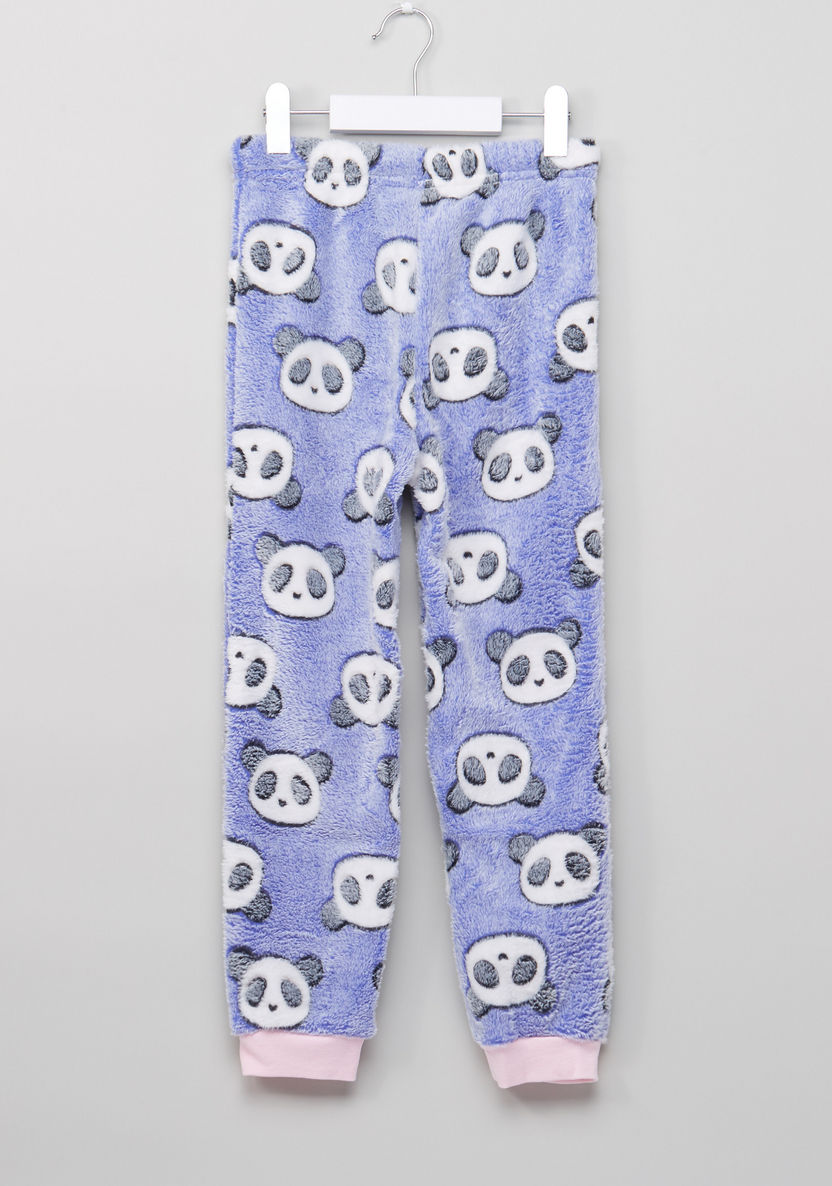Juniors Fleece Pyjama Set with Panda Print-Clothes Sets-image-6