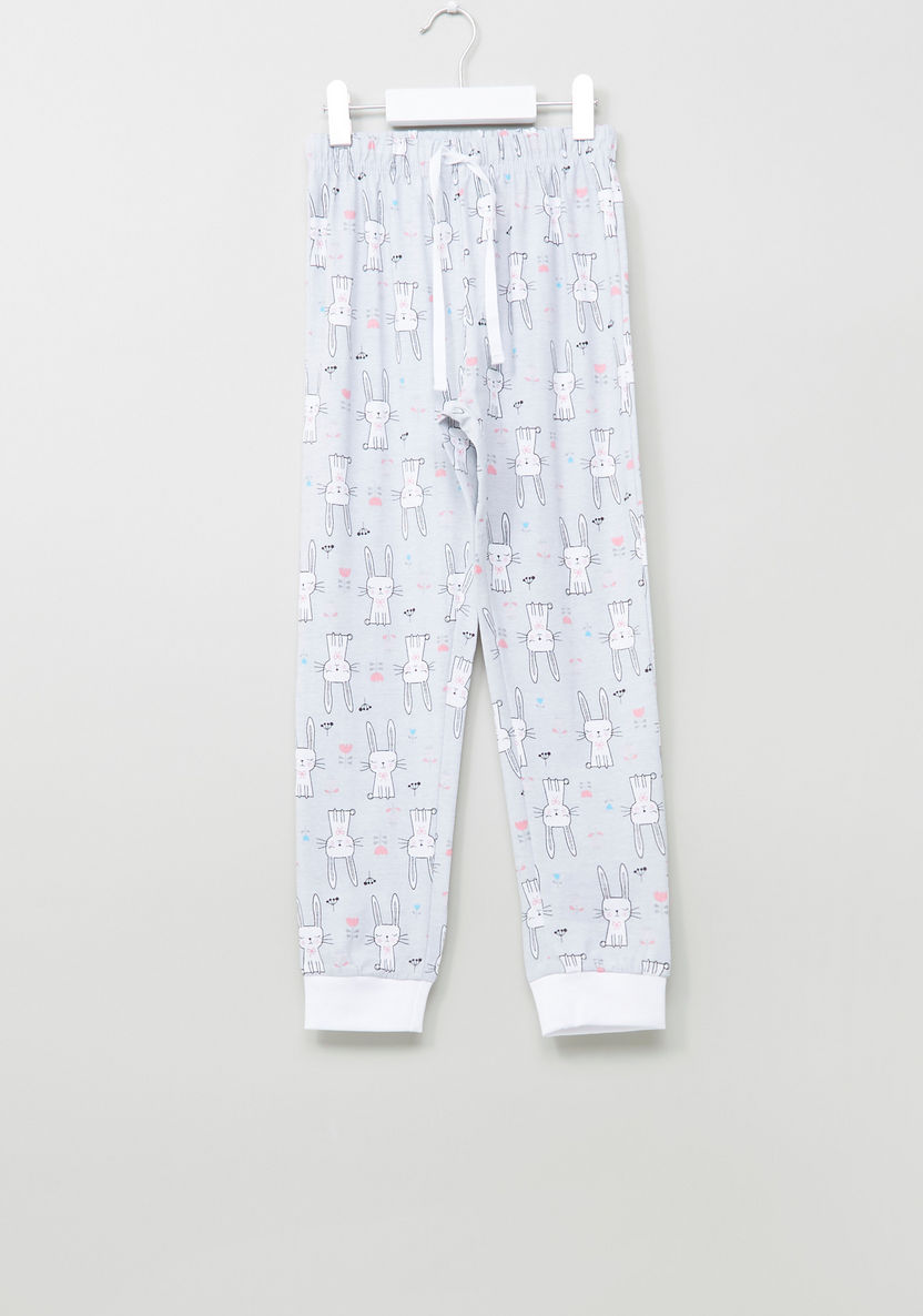 Juniors Printed T-shirt with Full Length Jog Pants - Set of 2-Nightwear-image-2