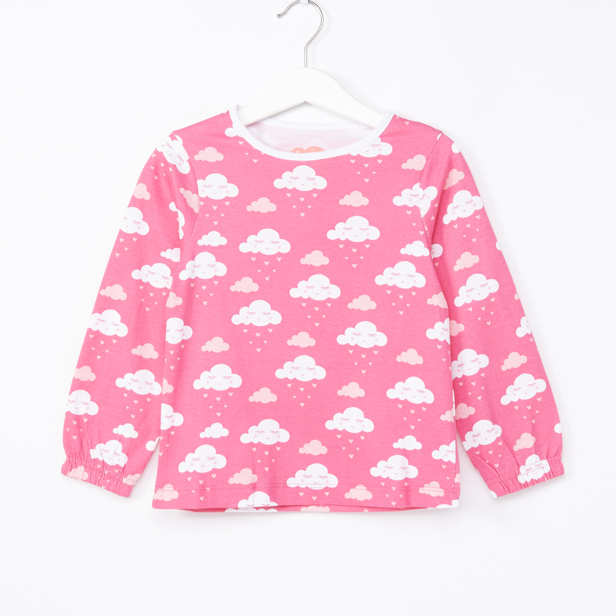 Juniors Printed Long Sleeves T-Shirt and Pyjama Set-girls-clothing-nightwear-image-2