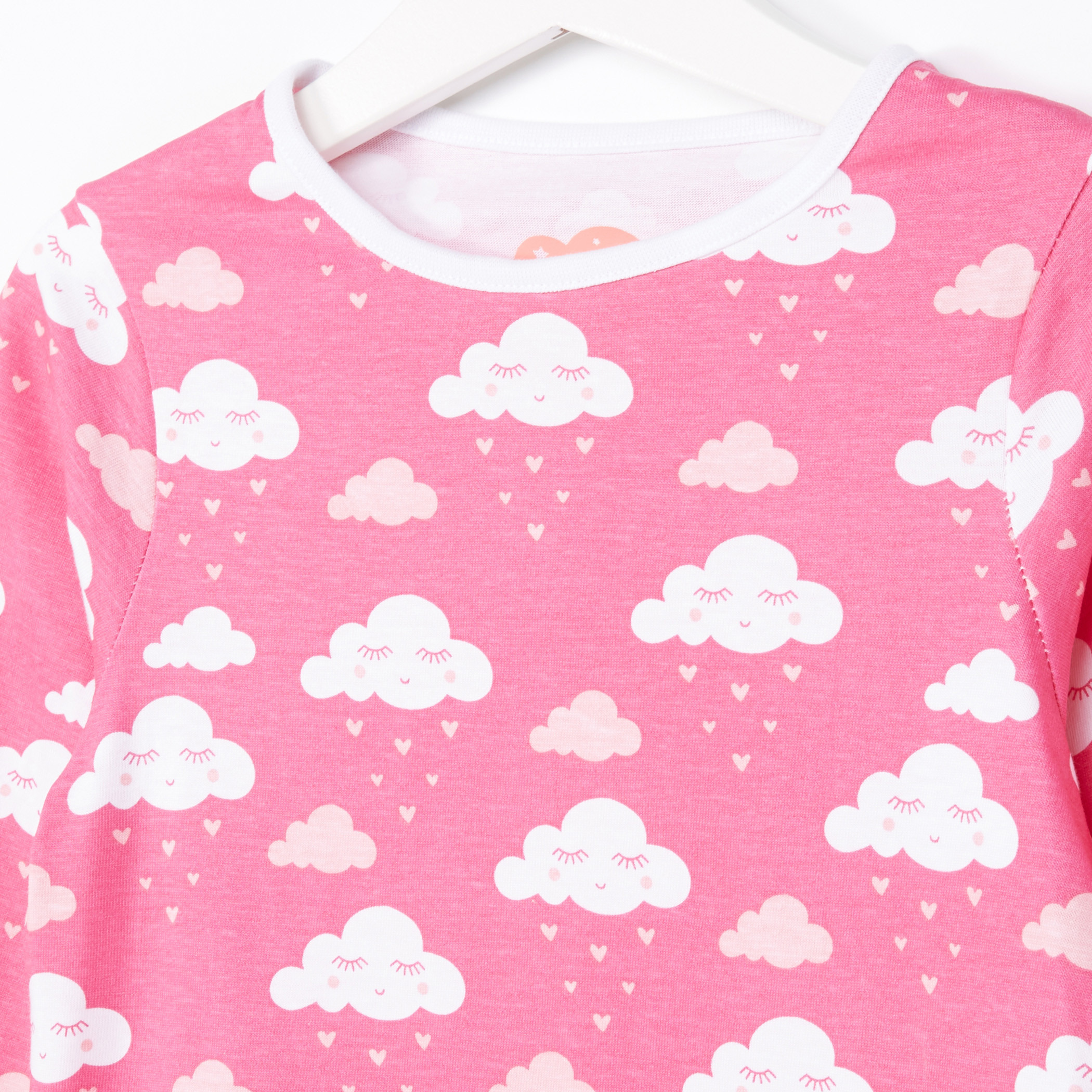 Juniors Printed Long Sleeves T-Shirt and Pyjama Set-girls-clothing-nightwear-image-3