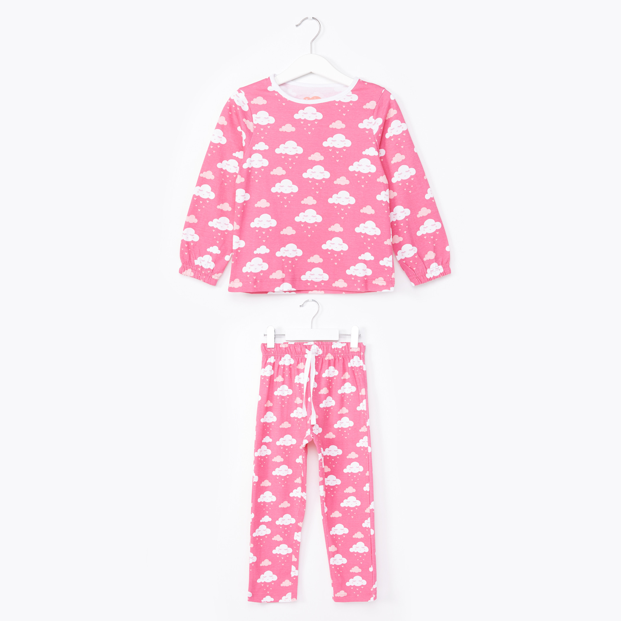 Juniors Printed Long Sleeves T-Shirt and Pyjama Set-girls-clothing-nightwear-image-1