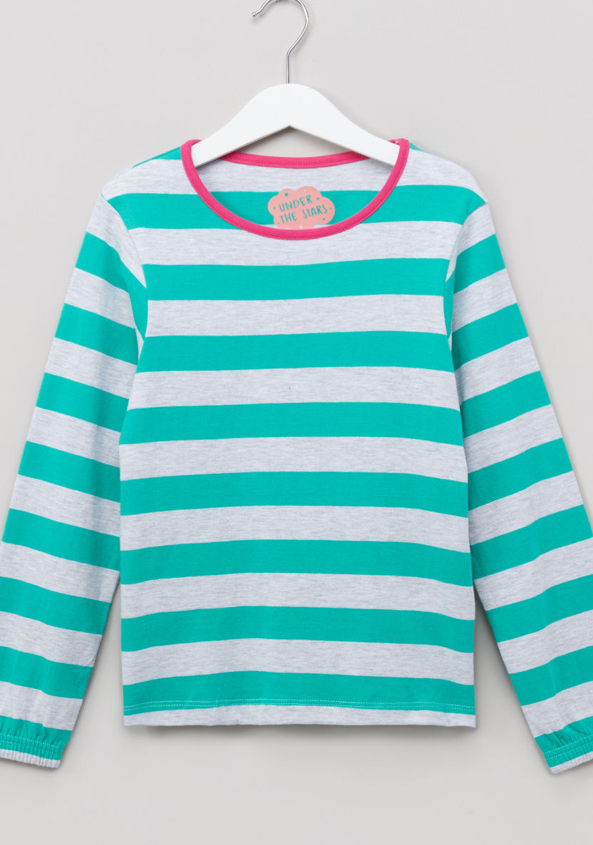 Juniors Striped Long Sleeves T-shirt with Pants-Clothes Sets-image-1