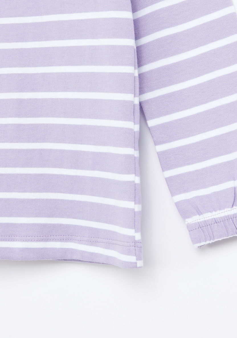Juniors Striped Round Neck T-shirt and Pyjama Set-Clothes Sets-image-2