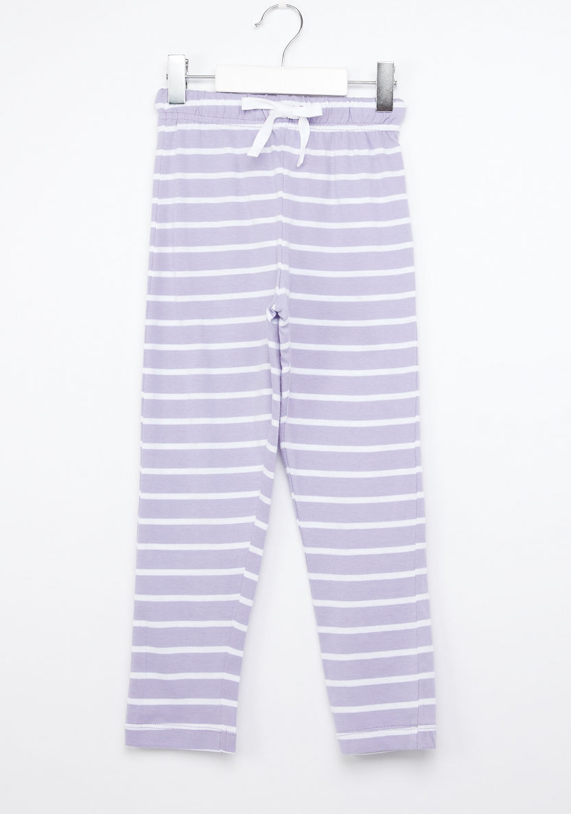 Juniors Striped Round Neck T-shirt and Pyjama Set-Clothes Sets-image-3