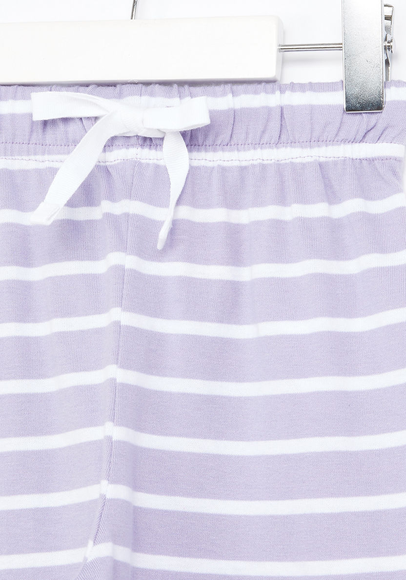 Juniors Striped Round Neck T-shirt and Pyjama Set-Clothes Sets-image-4