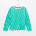 Juniors Polka Dot Printed Long Sleeves T-shirt and Pyjama Set-Clothes Sets-thumbnail-1