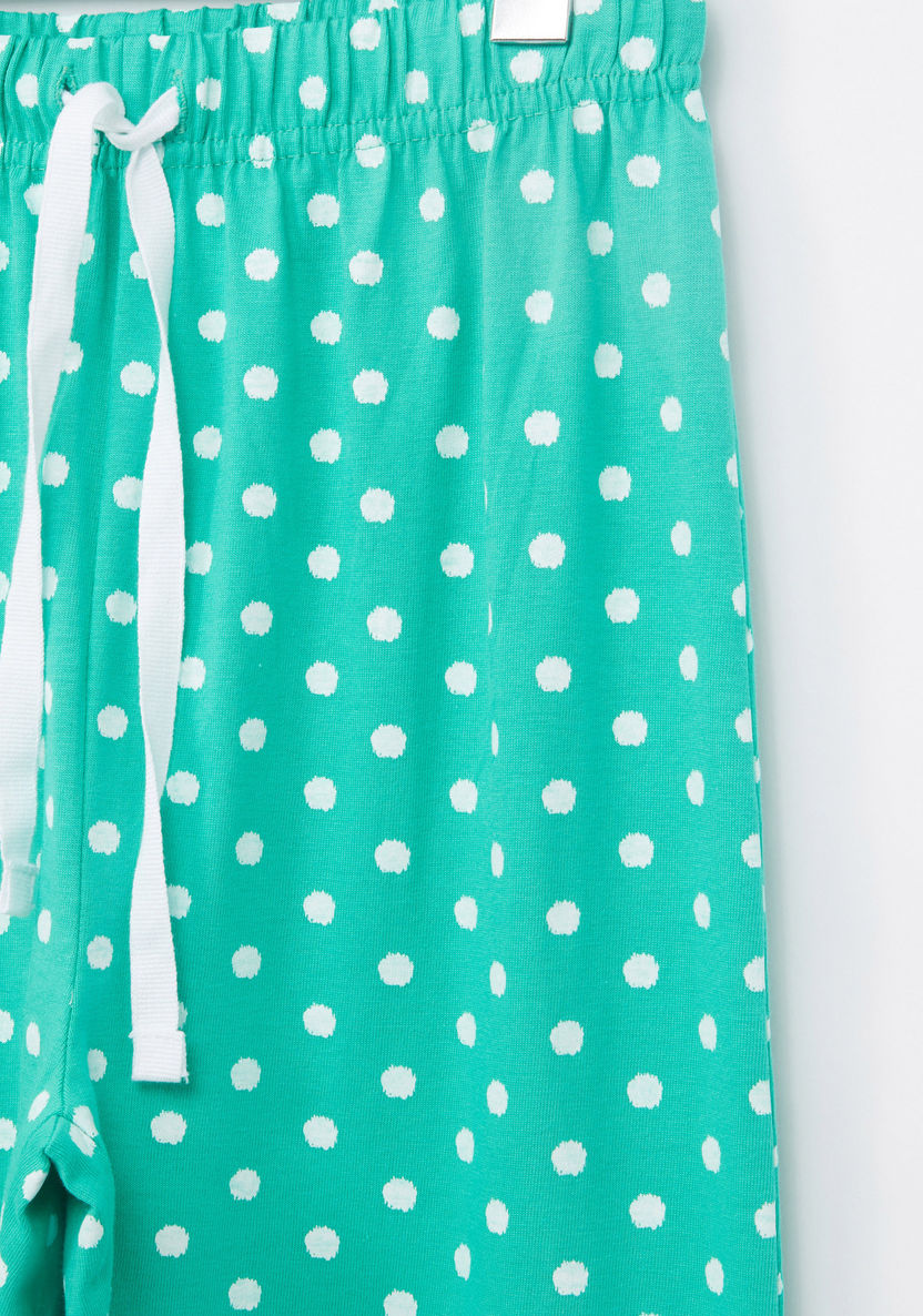 Juniors Polka Dot Printed Long Sleeves T-shirt and Pyjama Set-Clothes Sets-image-4