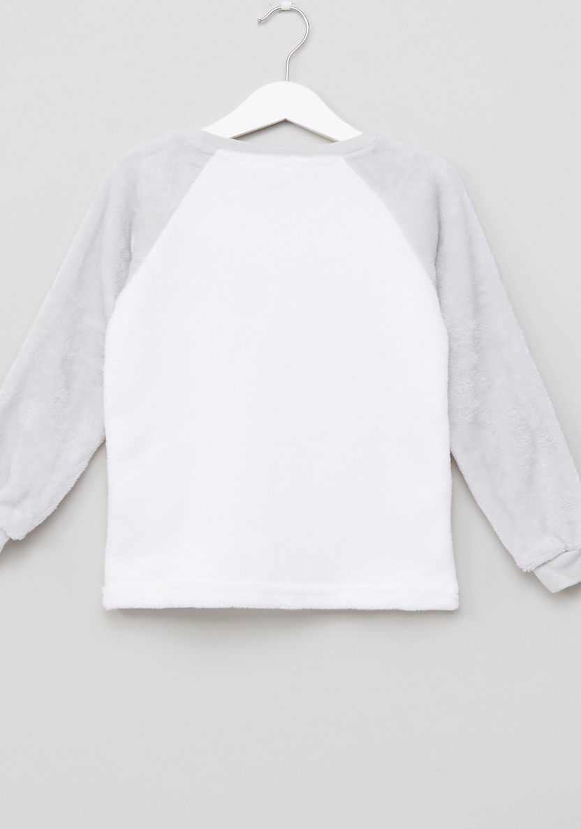 Juniors Printed Long Sleeves T-shirt and Striped Pyjama Set-Clothes Sets-image-3