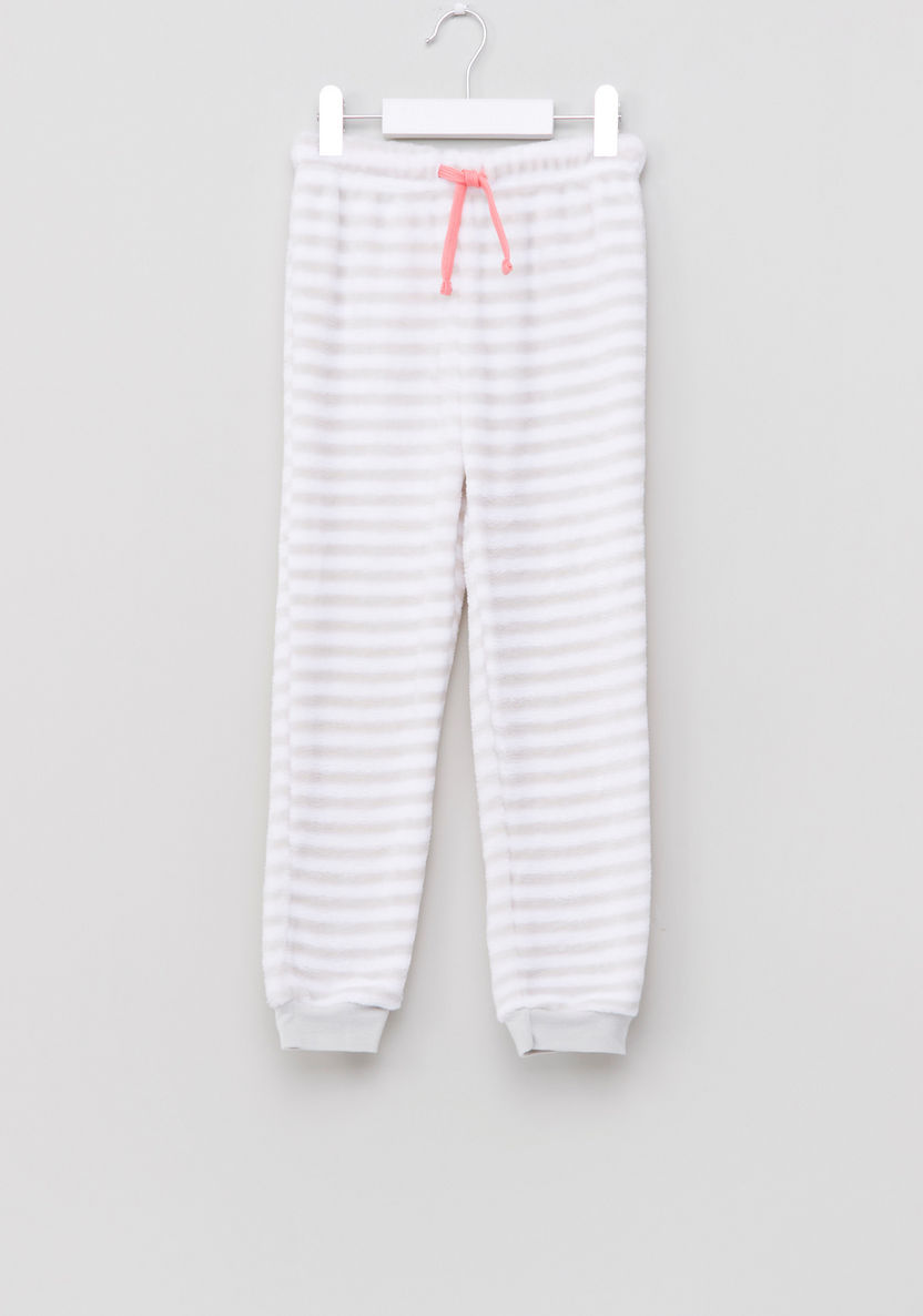 Juniors Printed Long Sleeves T-shirt and Striped Pyjama Set-Clothes Sets-image-4
