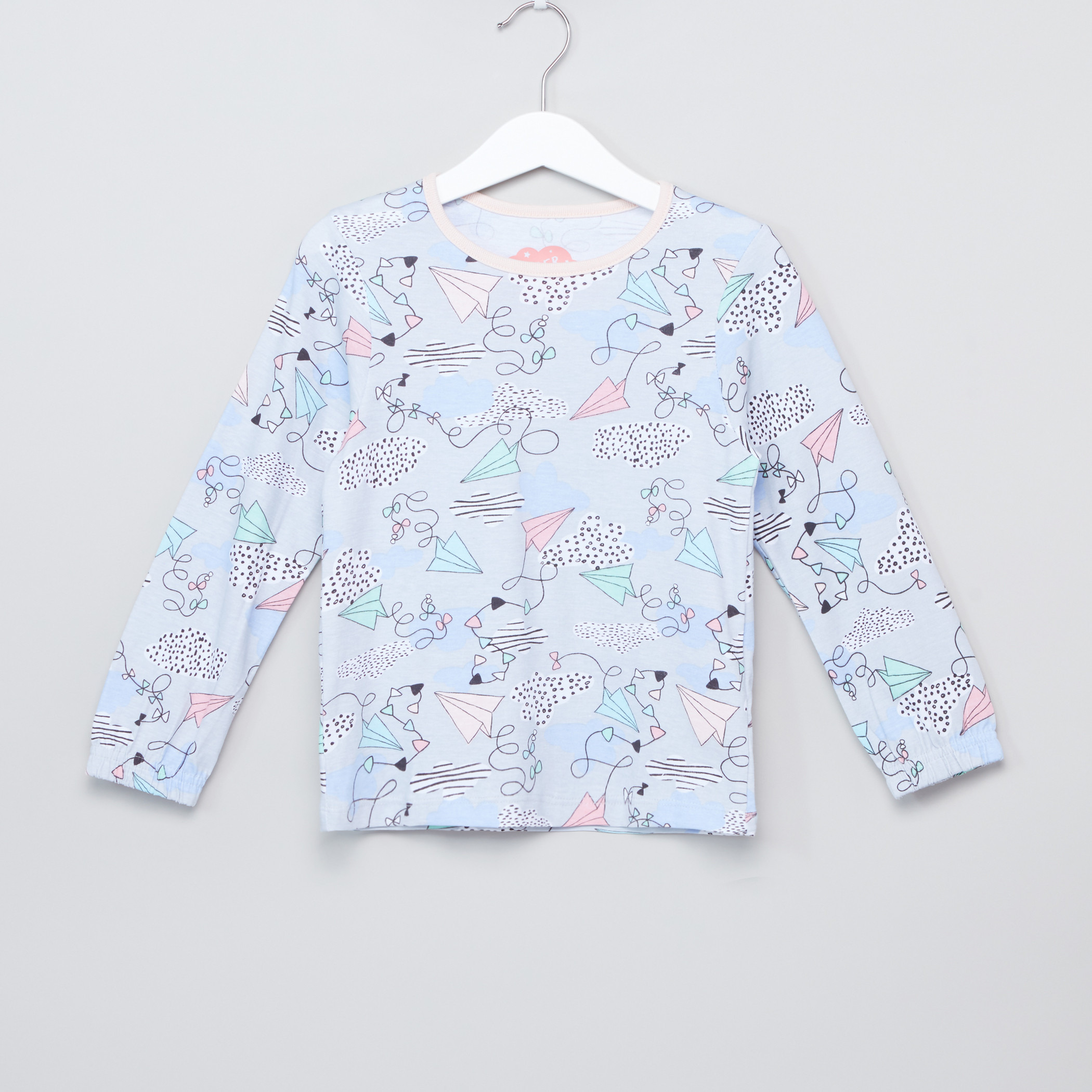 Juniors Printed Long Sleeves T-Shirt with Jog Pants - Set of 2-girls-clothing-setsandcoords-image-3