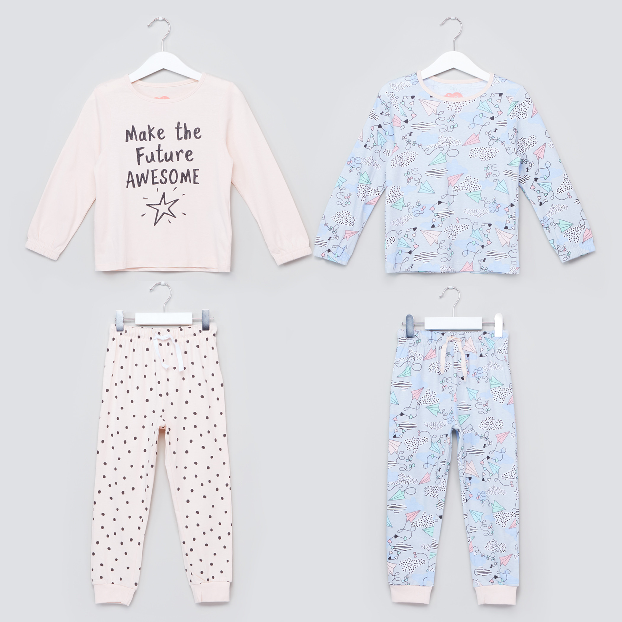 Juniors Printed Long Sleeves T-Shirt with Jog Pants - Set of 2-girls-clothing-setsandcoords-image-1