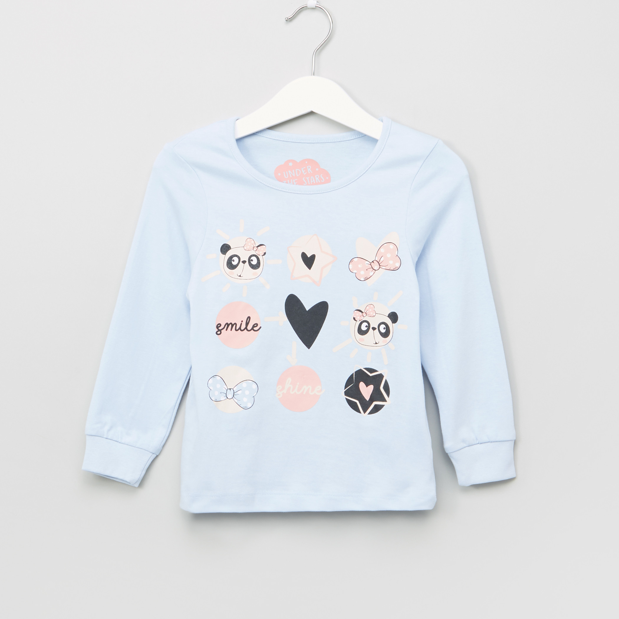 Juniors Printed T-Shirt with Jog Pants - Set of 2-girls-clothing-nightwear-image-2