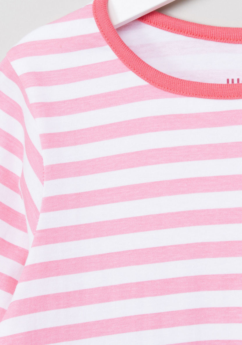 Juniors Striped Long Sleeves T-shirt and Pyjama Set-Nightwear-image-2