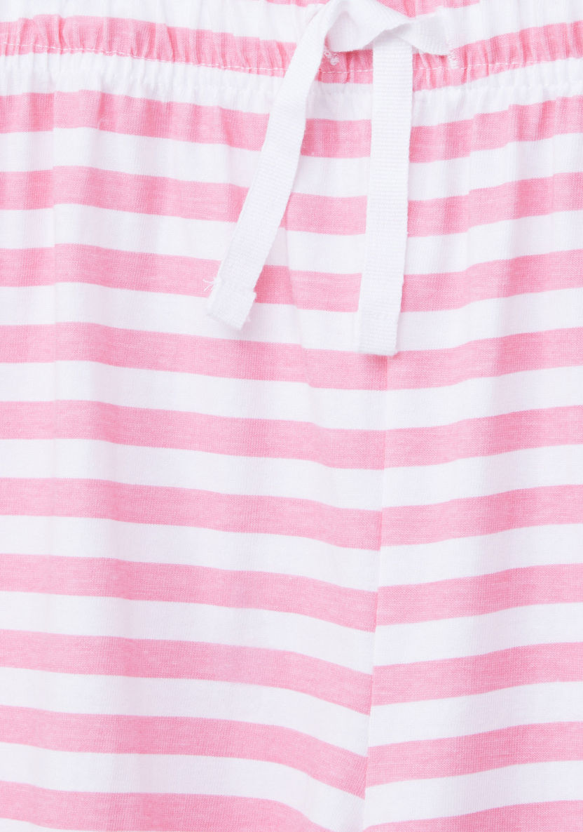 Juniors Striped Long Sleeves T-shirt and Pyjama Set-Nightwear-image-4