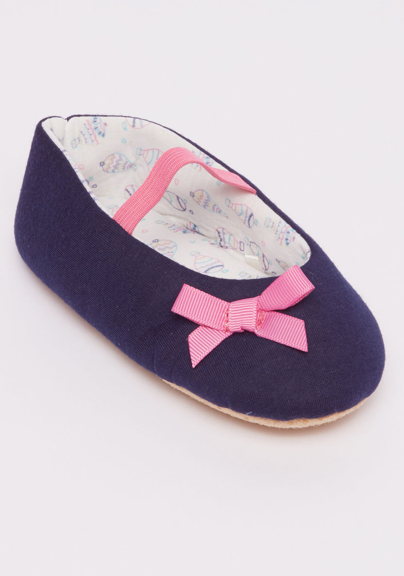 Juniors Textured Booties with Bow Detail and Elasticised Band-Ballerinas-image-1