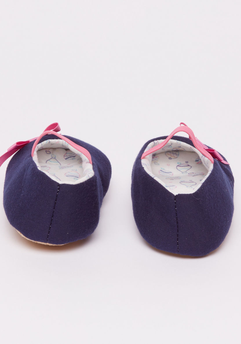 Juniors Textured Booties with Bow Detail and Elasticised Band-Ballerinas-image-2