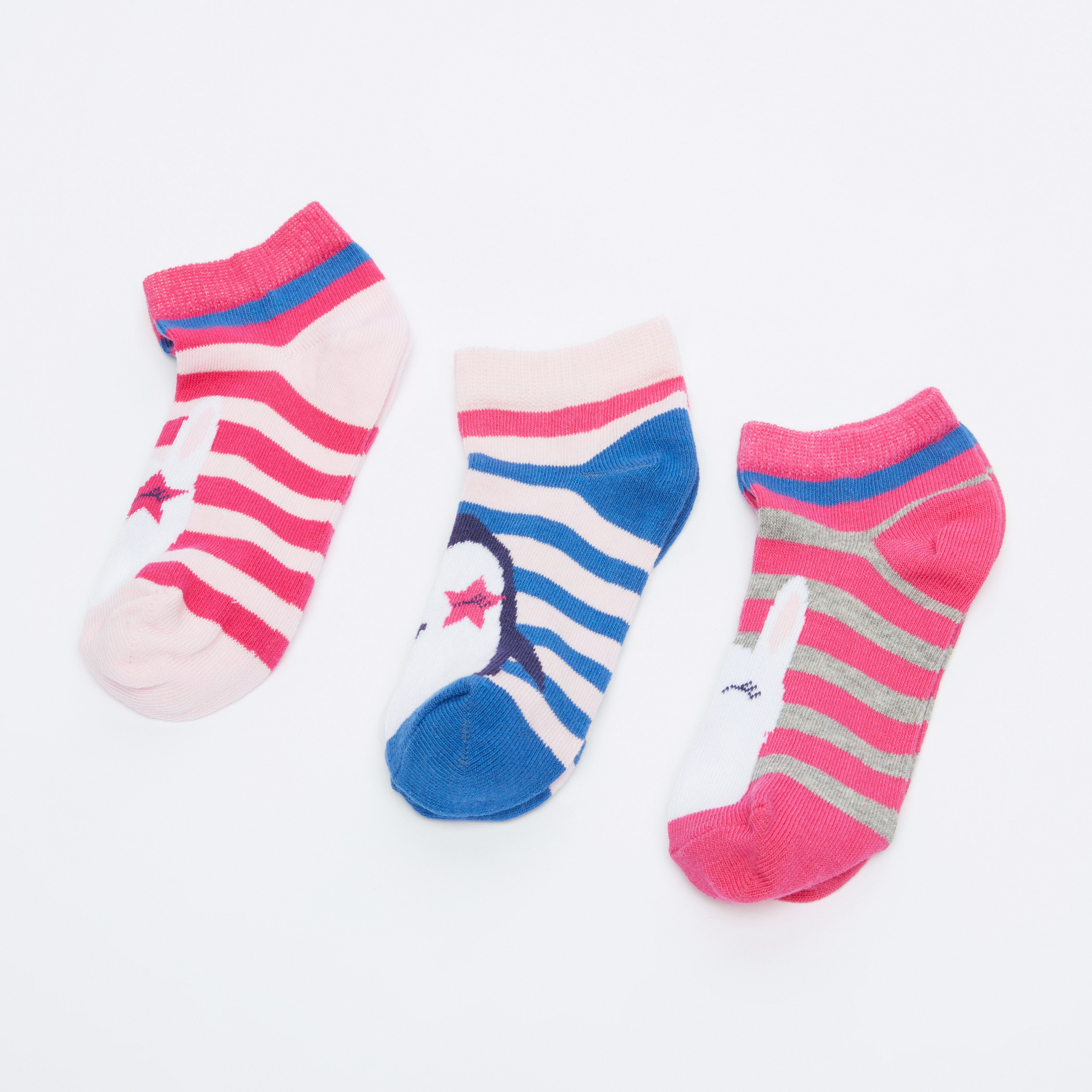 Juniors Striped Ankle Length Socks - Set of 3-girls-accessories-socks-image-1