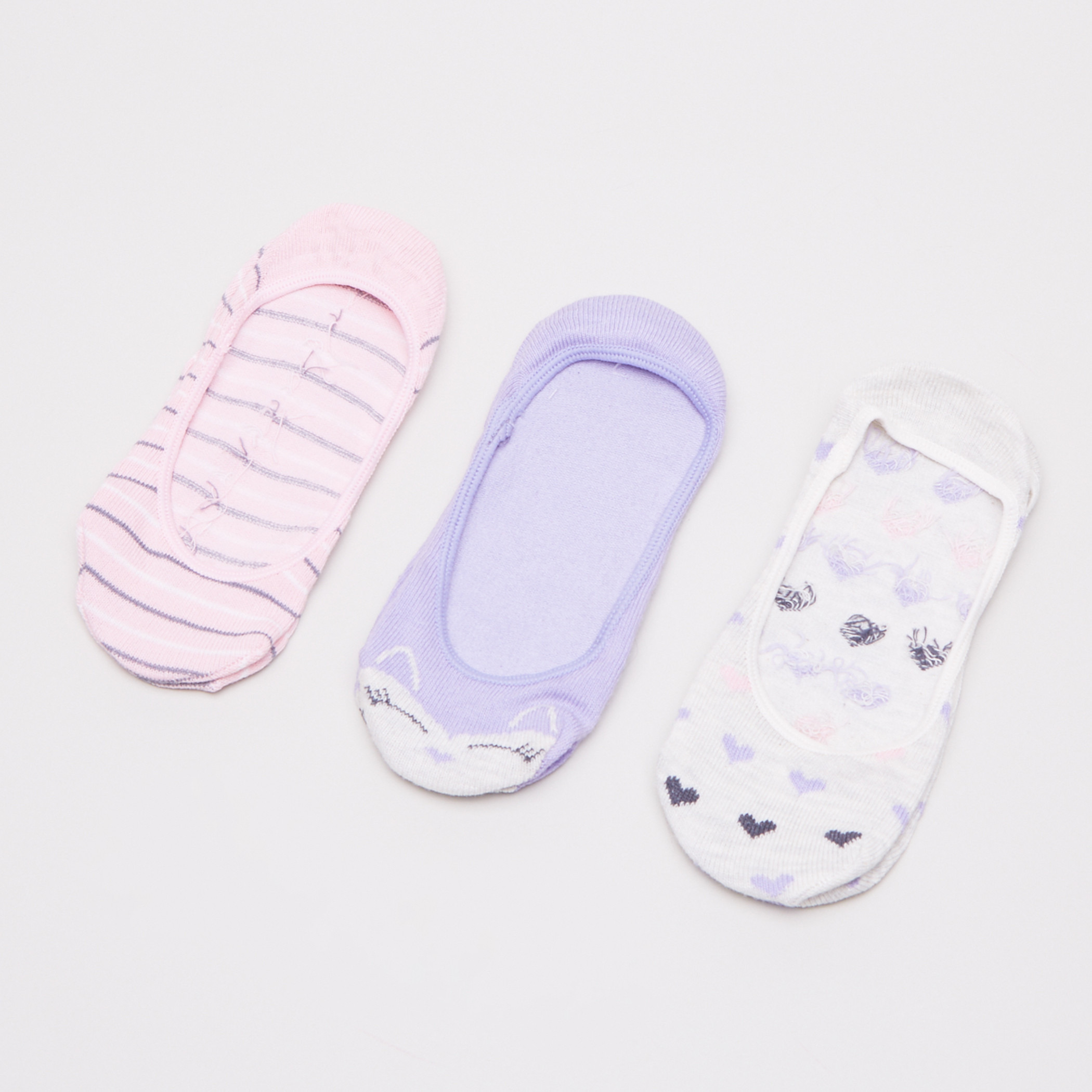 Juniors Liner Socks With Heart - 3 Pack-girls-accessories-socks-image-1