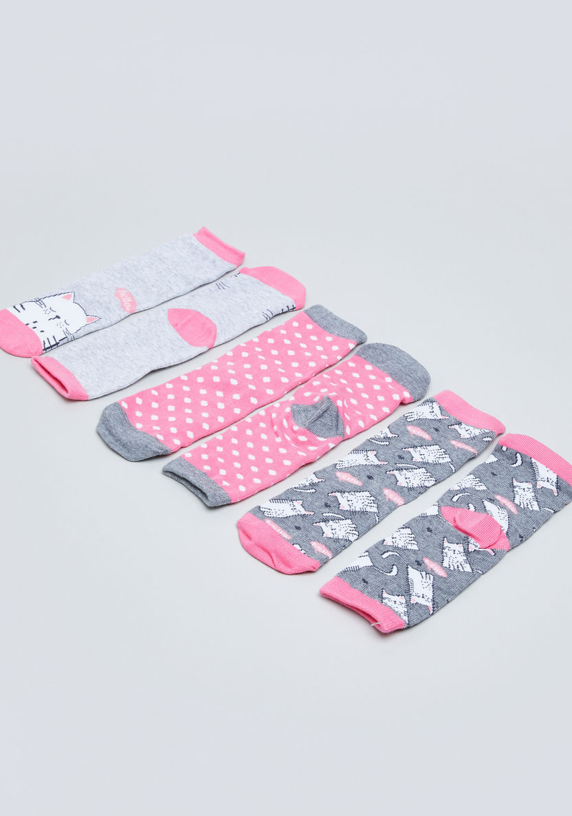 Juniors Cat Printed Gift Socks - Set of 3-Socks-image-3