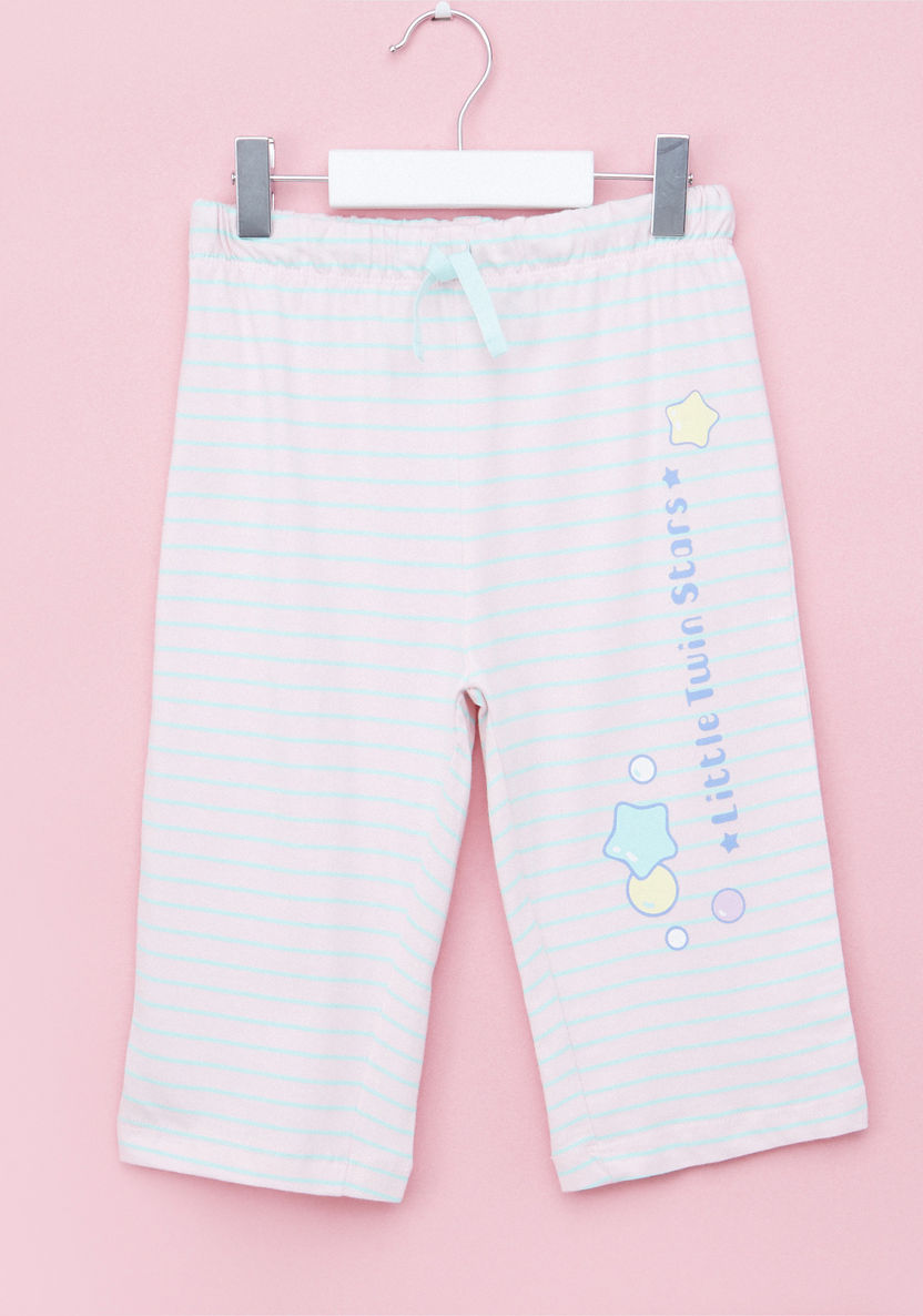 Little Twin Stars Printed Top and Capri Set-Nightwear-image-2