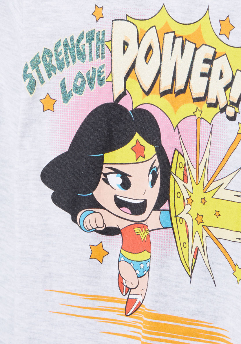 Wonder Woman Printed T-shirt with Jog Pants-Clothes Sets-image-2