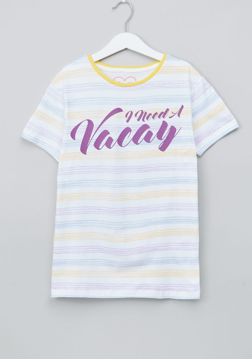 Juniors Printed T-shirt and Pyjamas - Set of 2-Nightwear-image-5