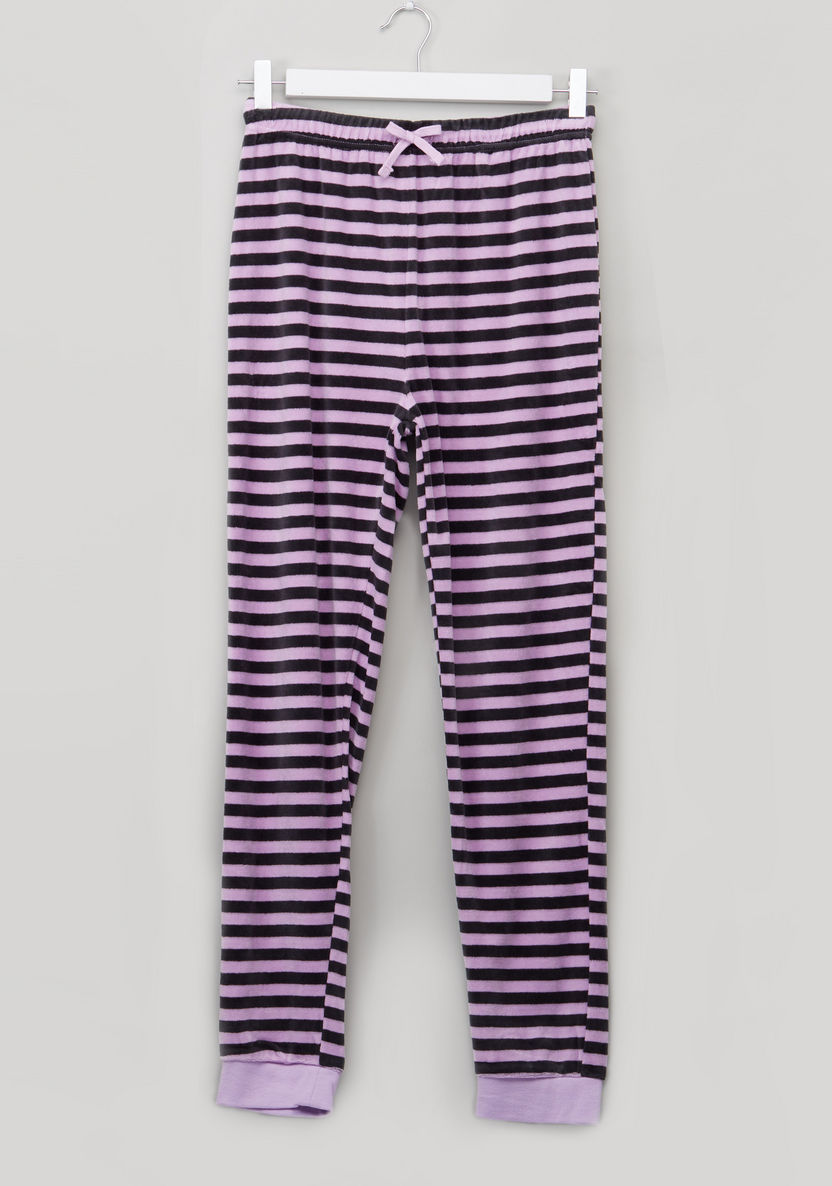 Juniors Text Embroidered Velour Pyjama Set-Clothes Sets-image-3