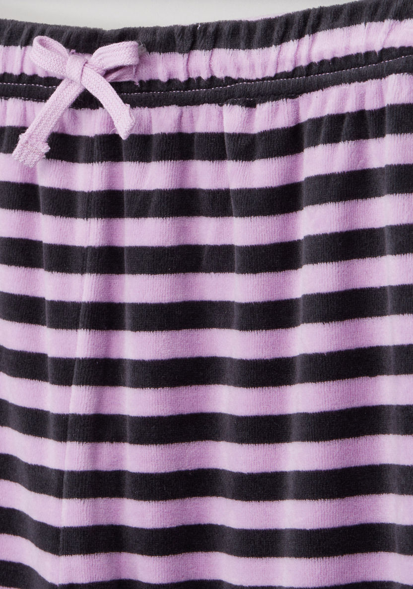 Juniors Text Embroidered Velour Pyjama Set-Clothes Sets-image-4