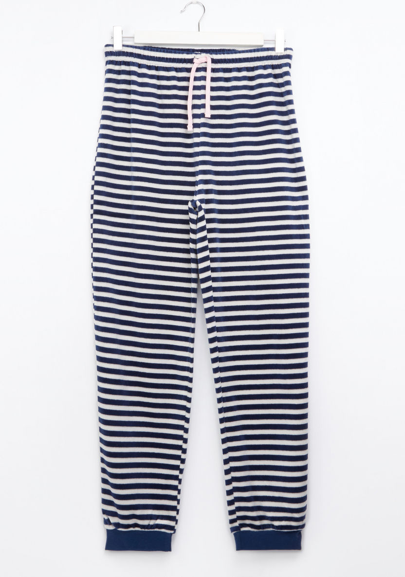 Juniors Printed Long Sleeves T-shirt with Striped Jog Pants-Clothes Sets-image-4