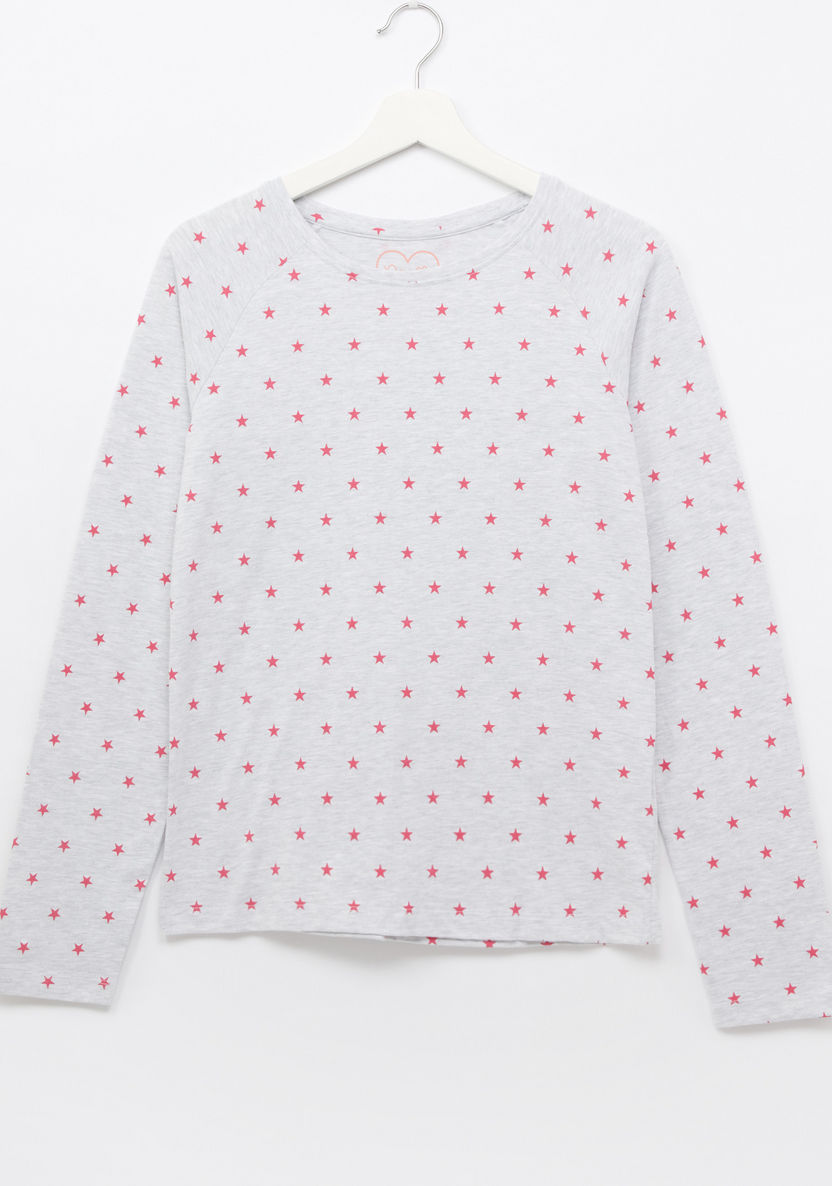 Juniors Star Printed T-shirt and Pyjama set-Clothes Sets-image-1