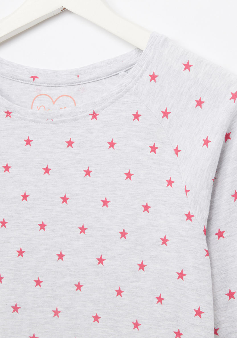 Juniors Star Printed T-shirt and Pyjama set-Clothes Sets-image-2