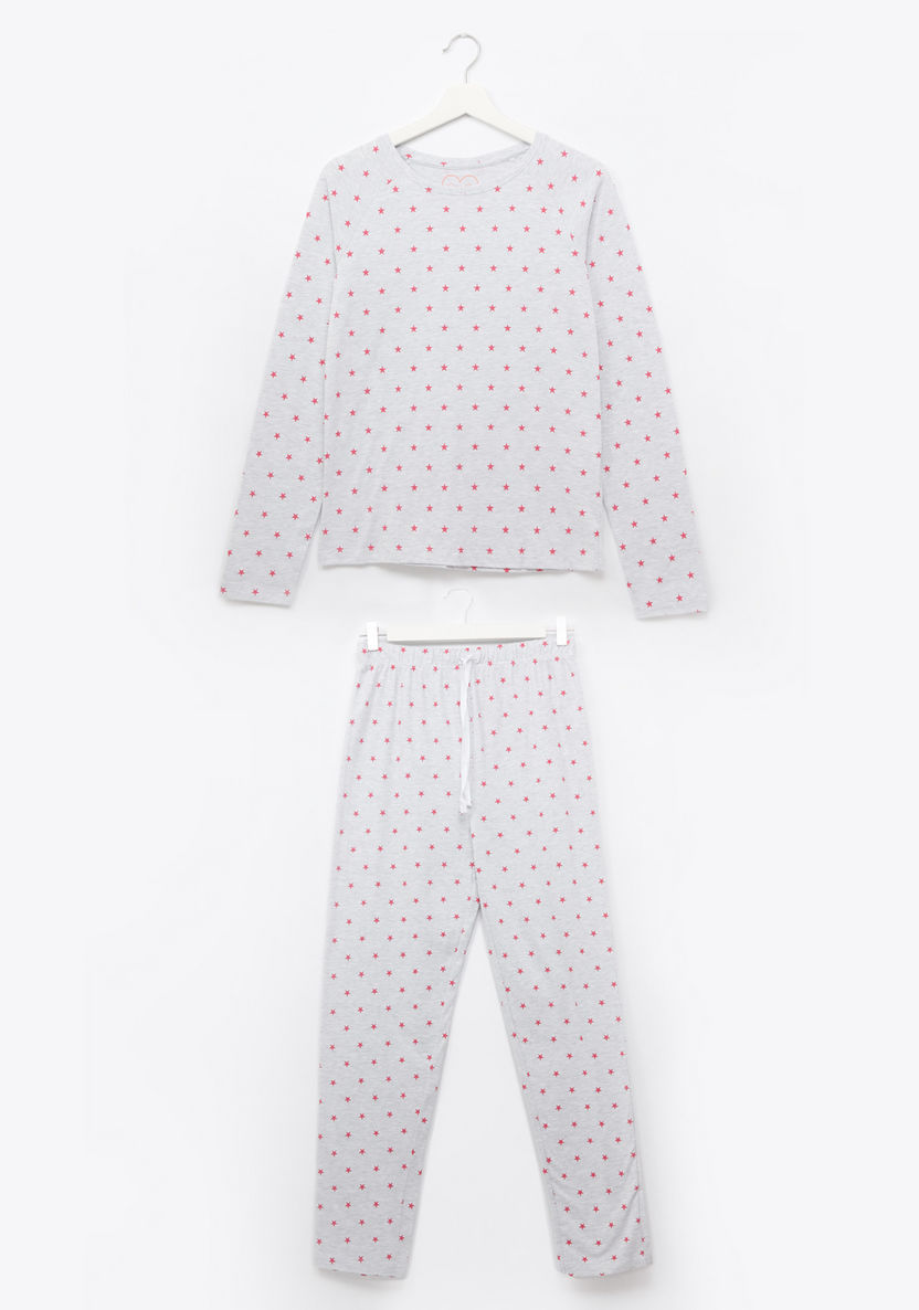 Juniors Star Printed T-shirt and Pyjama set-Clothes Sets-image-0
