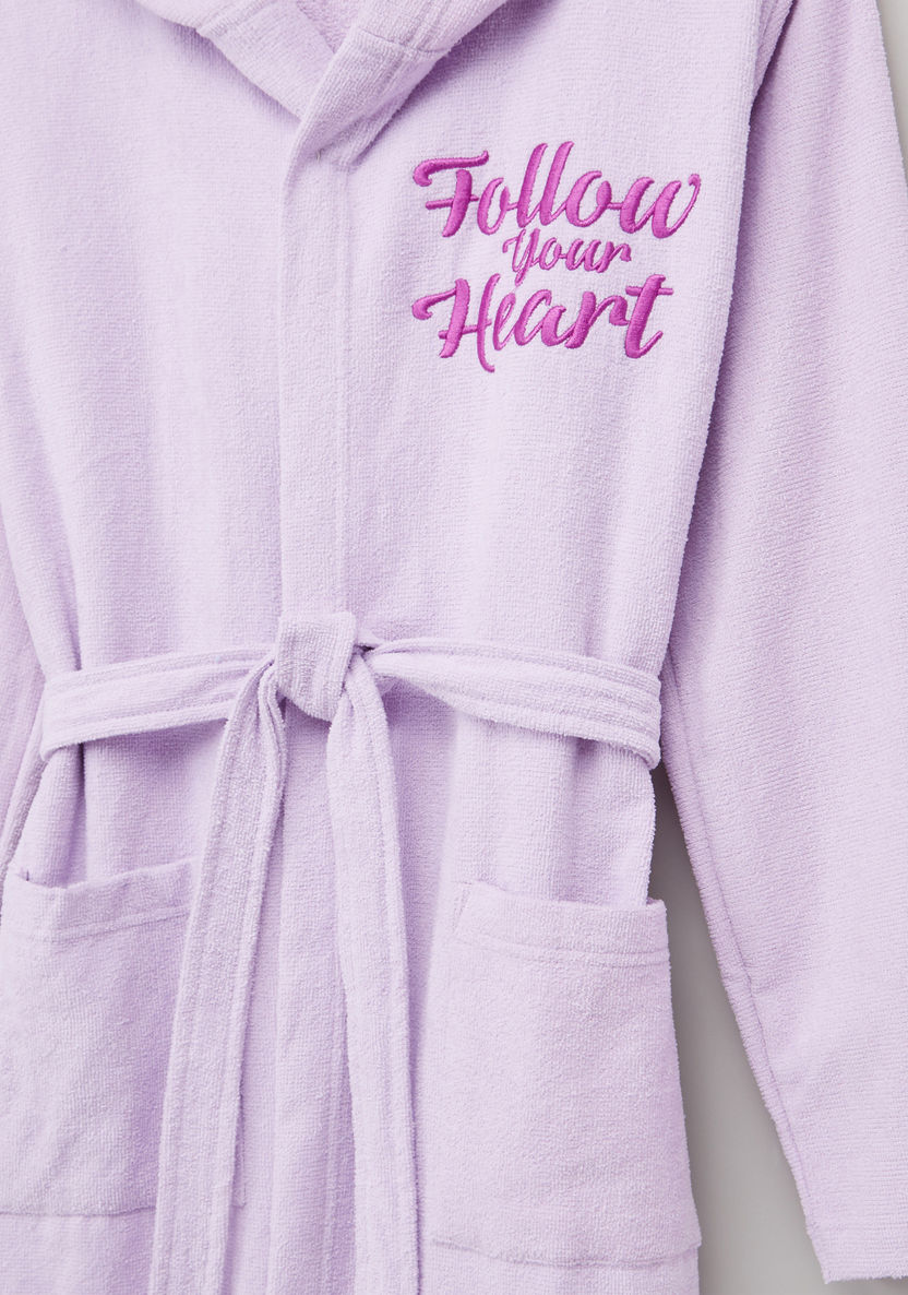 Juniors Long Sleeves Embroidered Bathrobe with Tie Ups-Towels and Flannels-image-1