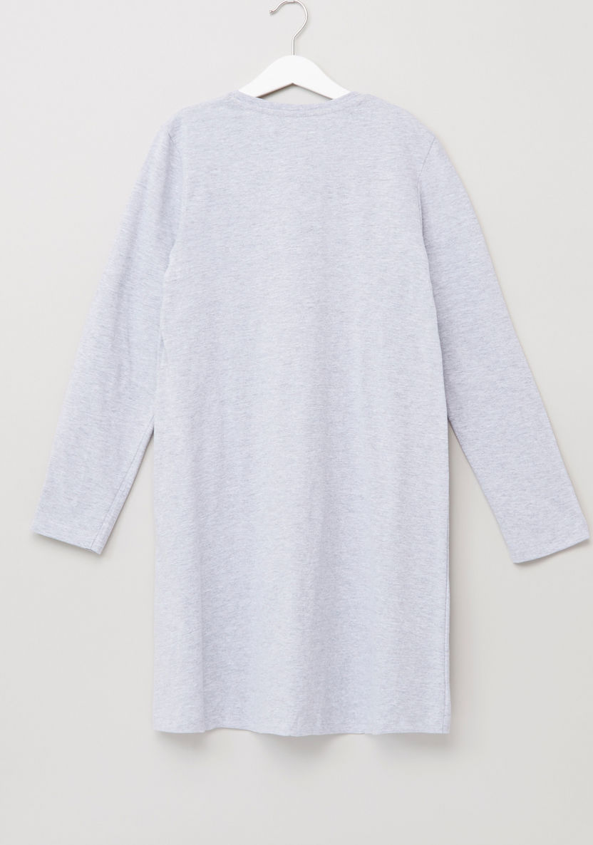 Juniors Printed Long Sleeves Night Dress - Set of 2-Nightwear-image-3