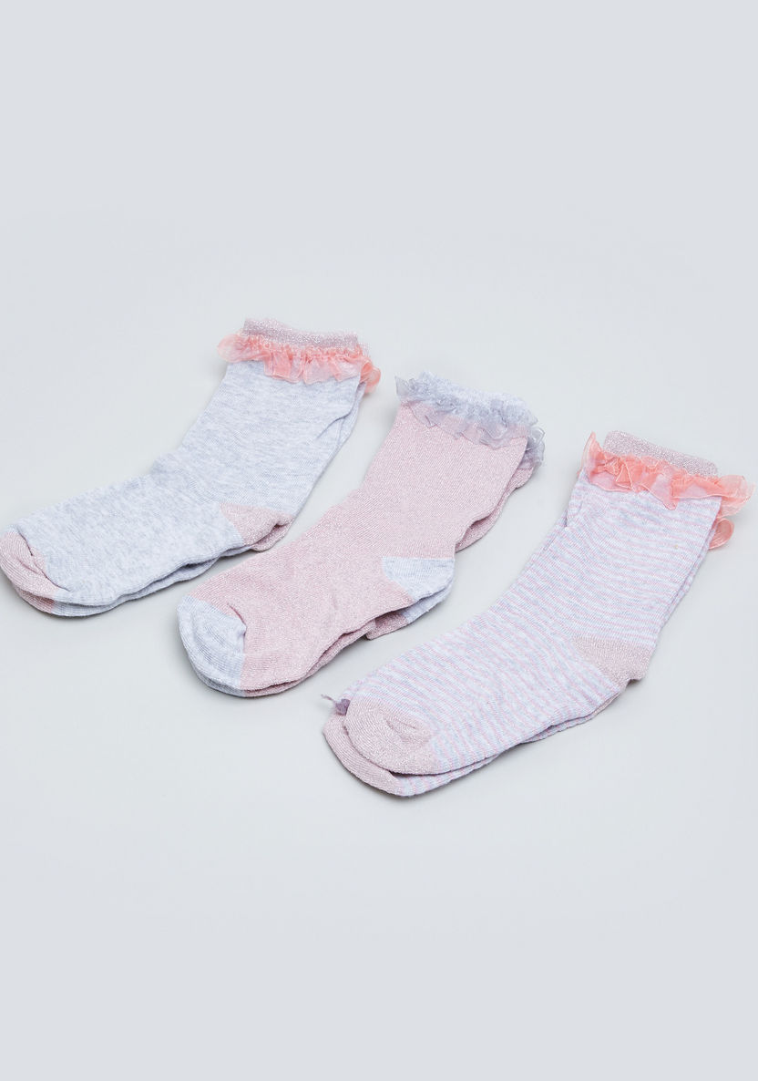 Juniors Lace Detail Socks - Set of 3-Socks-image-1
