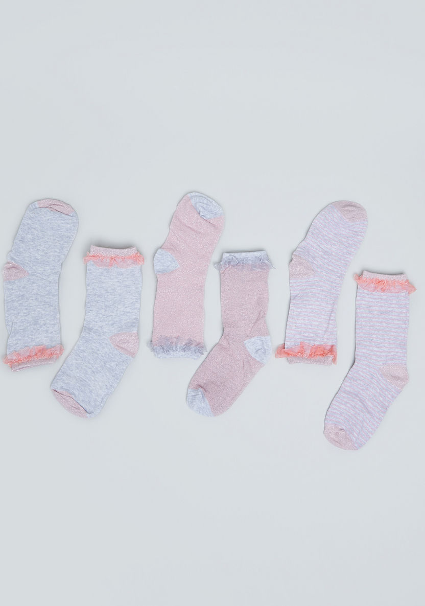 Juniors Lace Detail Socks - Set of 3-Socks-image-2
