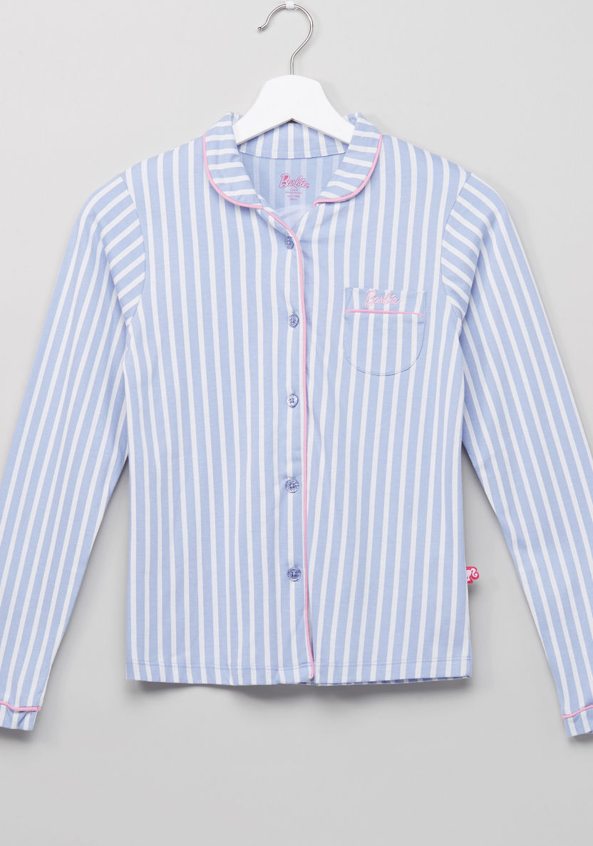 Barbie Striped Shirt and Pyjama Set-Nightwear-image-1