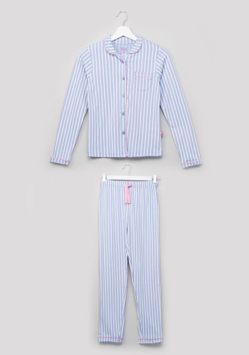 Barbie Striped Shirt and Pyjama Set-Nightwear-image-0