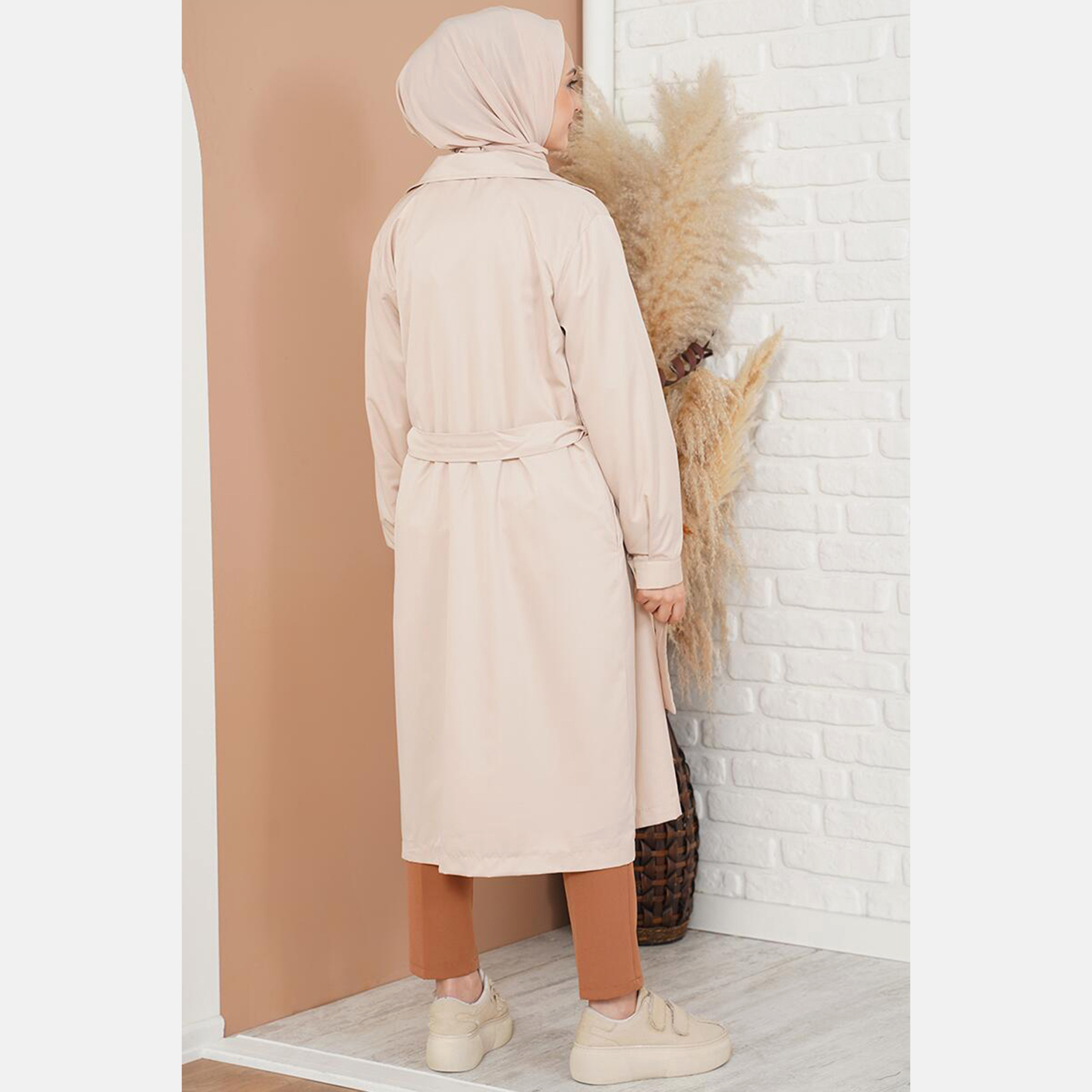 Bigdart Lapel collar Women's Double Breasted Overcoat with Hijab-women-clothing-coatsandjackets-coats-image-3