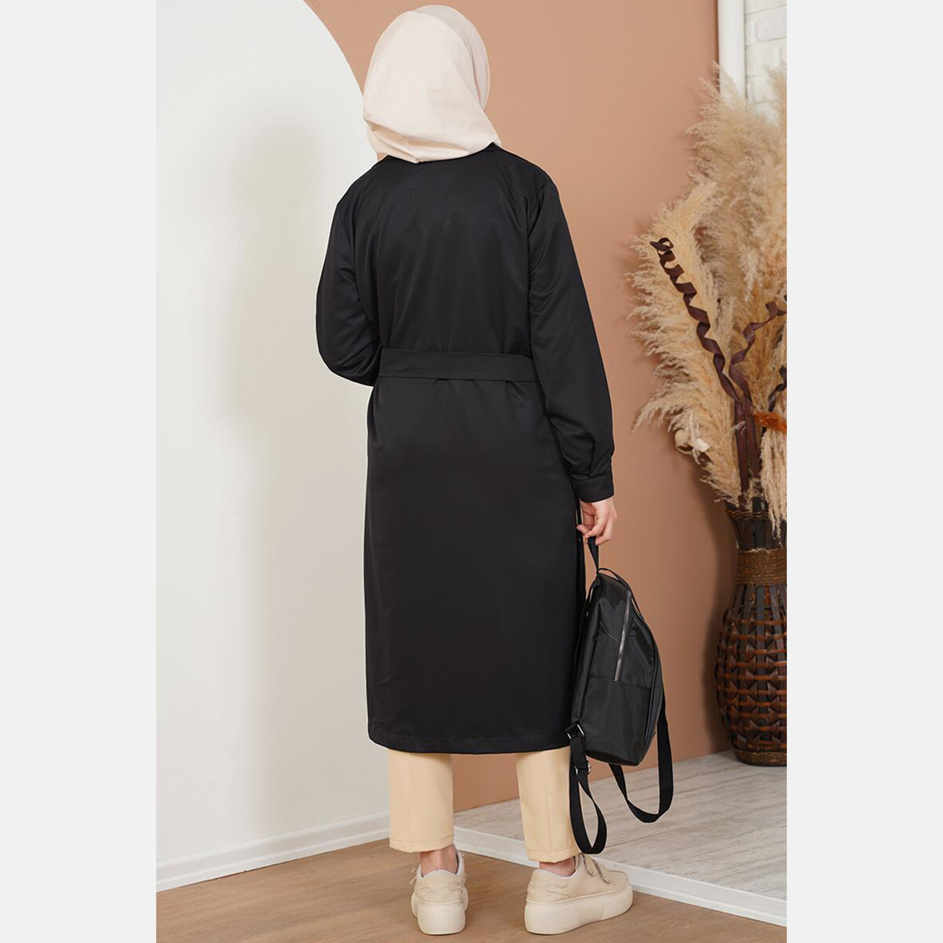 Bigdart Lapel collar Women's Double Breasted Overcoat with Hijab-women-clothing-coatsandjackets-coats-image-7