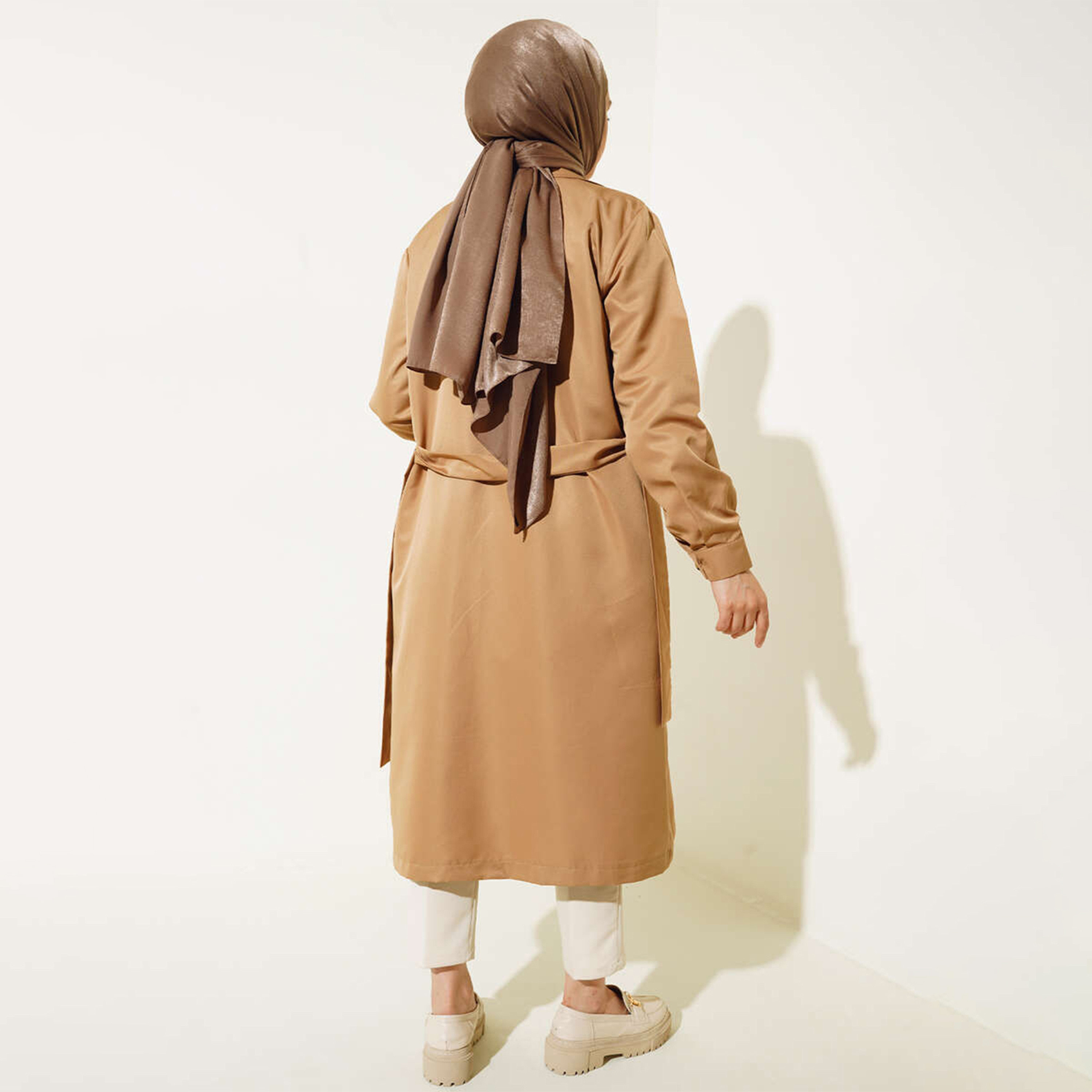 Bigdart Lapel collar Women's Double Breasted Overcoat with Hijab-women-clothing-coatsandjackets-coats-image-11