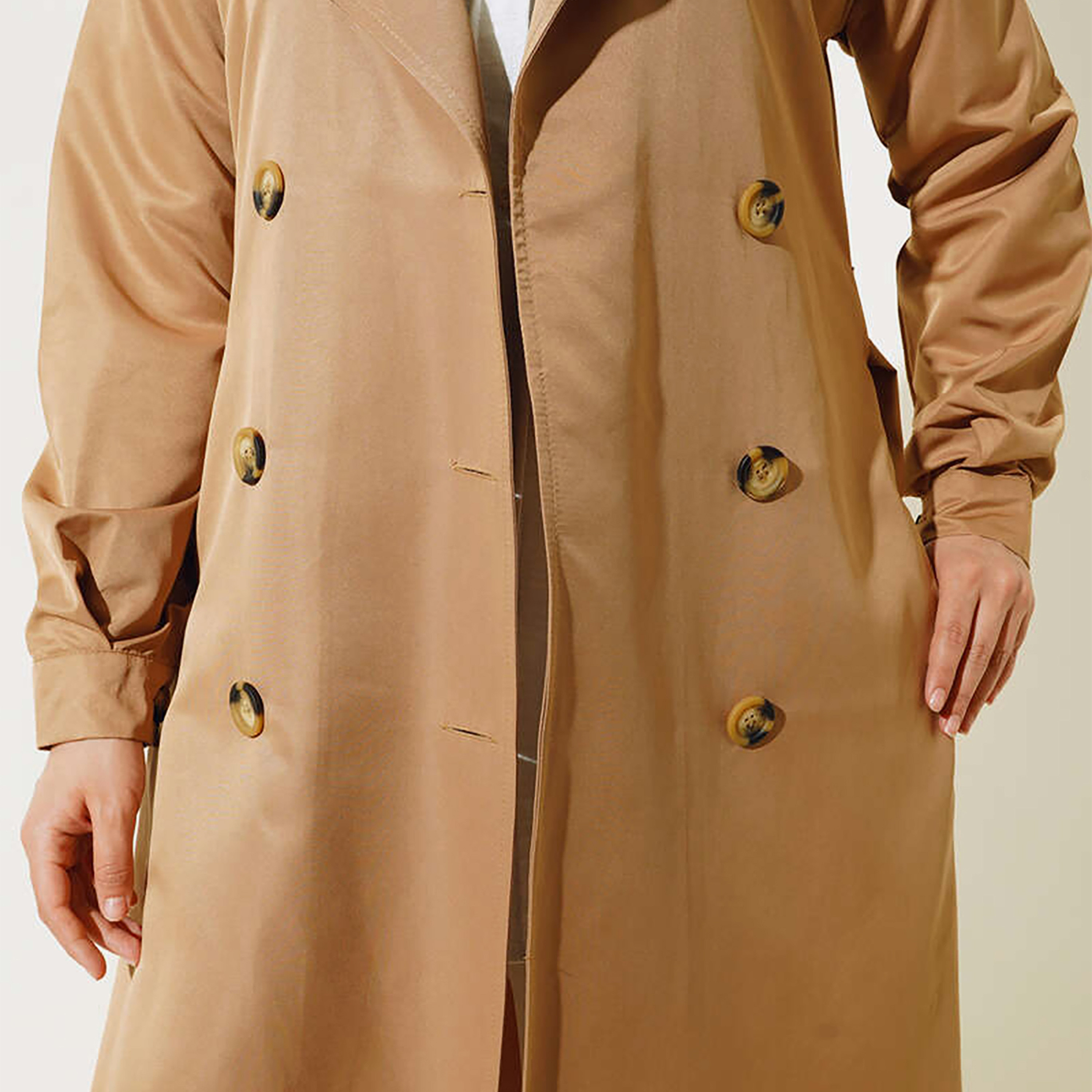 Bigdart Lapel collar Women's Double Breasted Overcoat with Hijab-women-clothing-coatsandjackets-coats-image-12