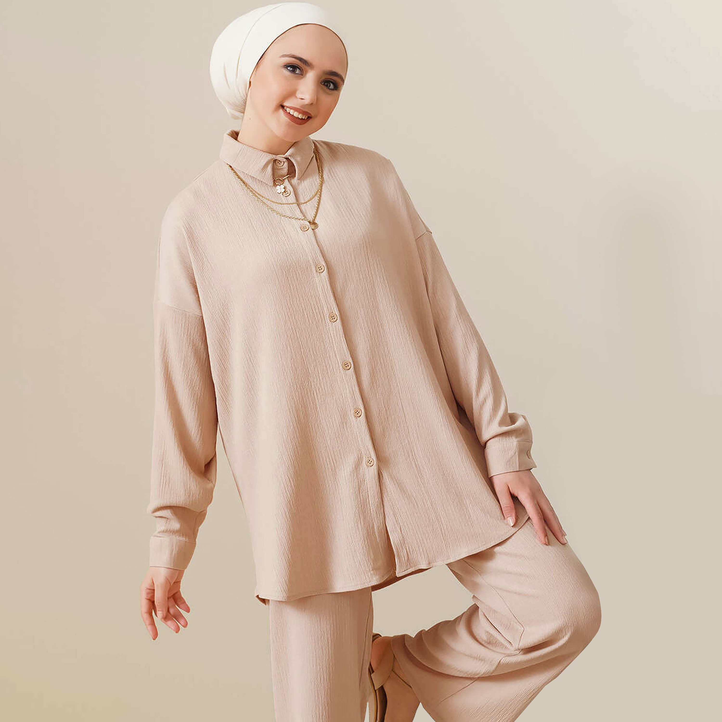 Bigdart Textured Drop Shoulder Sleeves Women's Tunic & Trousers Set-women-clothing-coordsets-image-6