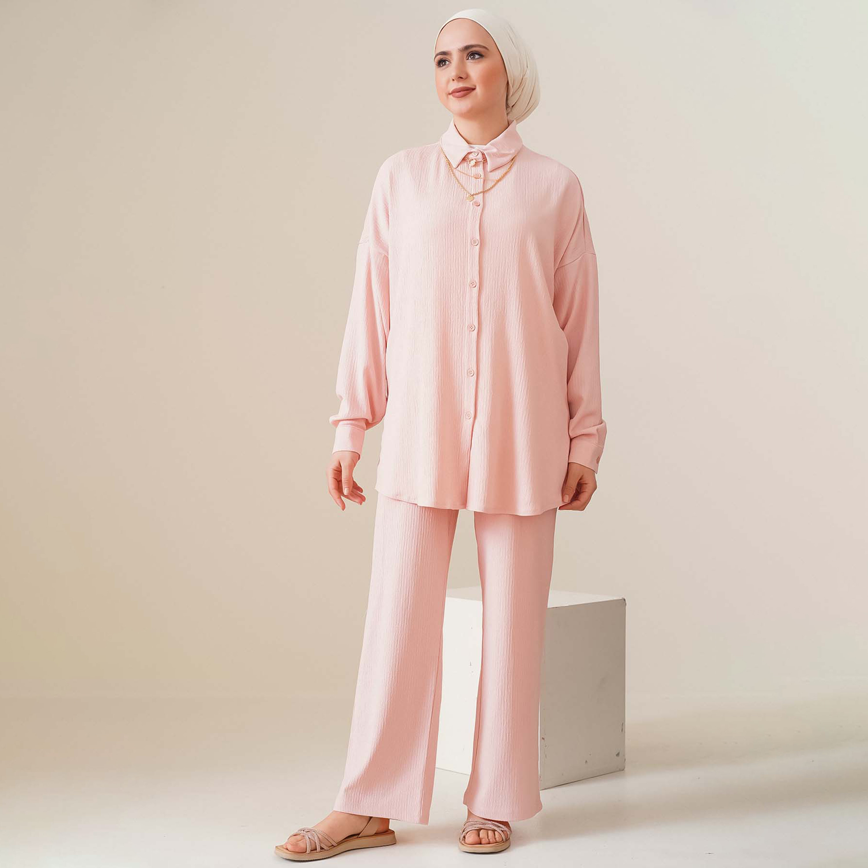 Bigdart Textured Drop Shoulder Sleeves Women's Tunic & Trousers Set-women-clothing-coordsets-image-9