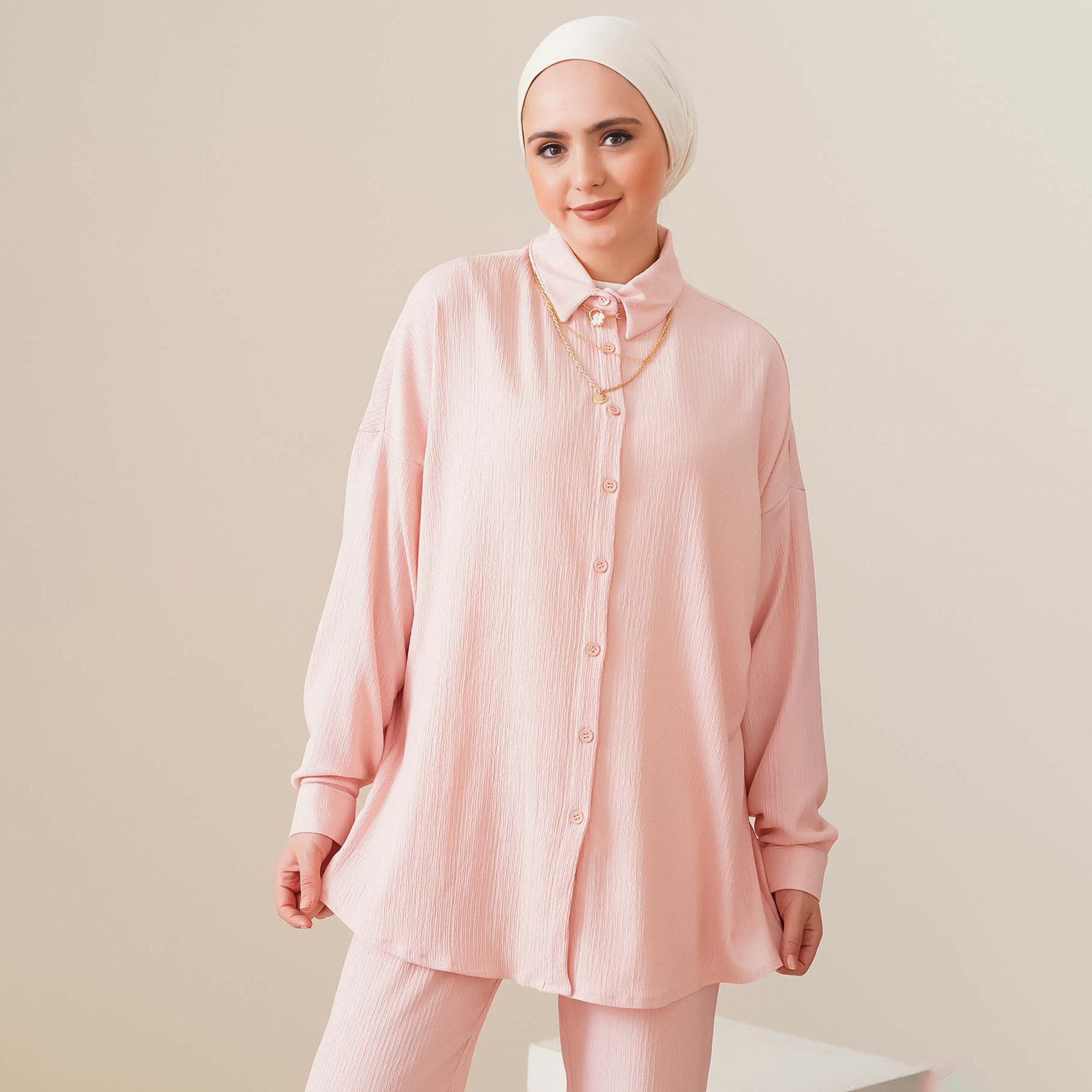 Bigdart Textured Drop Shoulder Sleeves Women's Tunic & Trousers Set-women-clothing-coordsets-image-2