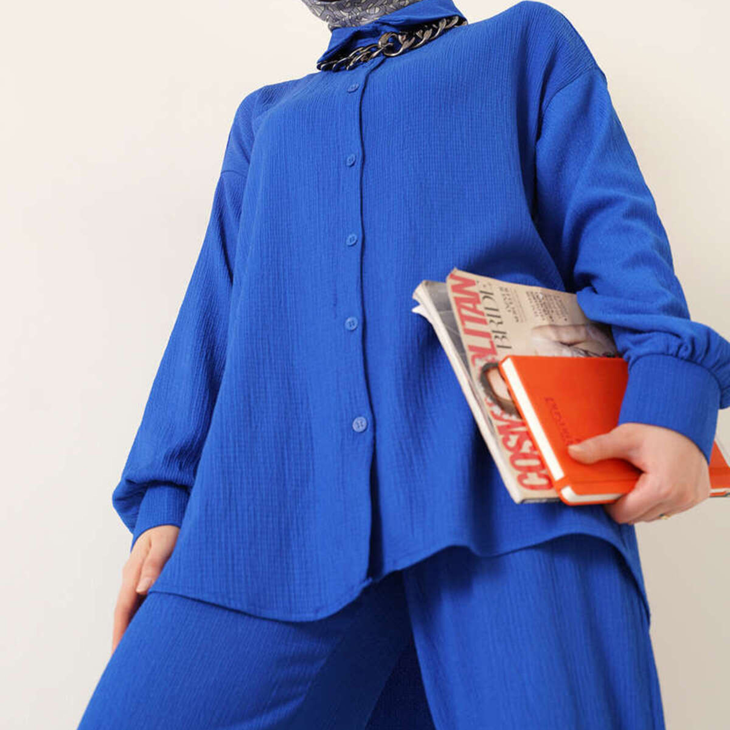 طقم نسائي بقميص بياقة منسوج وبنطلون مع حجاب من بيجدارت-women-clothing-coordsets-image-13