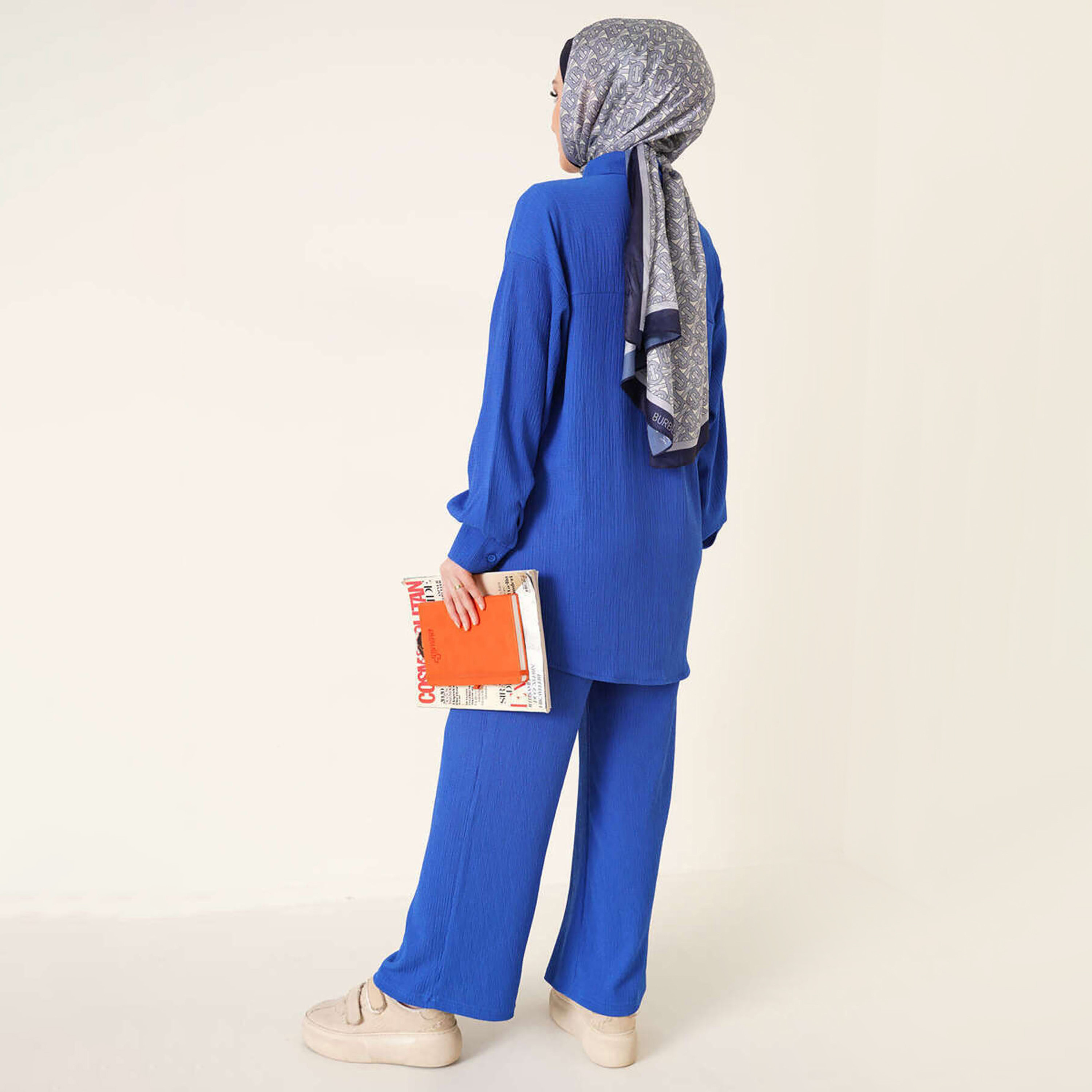 طقم نسائي بقميص بياقة منسوج وبنطلون مع حجاب من بيجدارت-women-clothing-coordsets-image-14