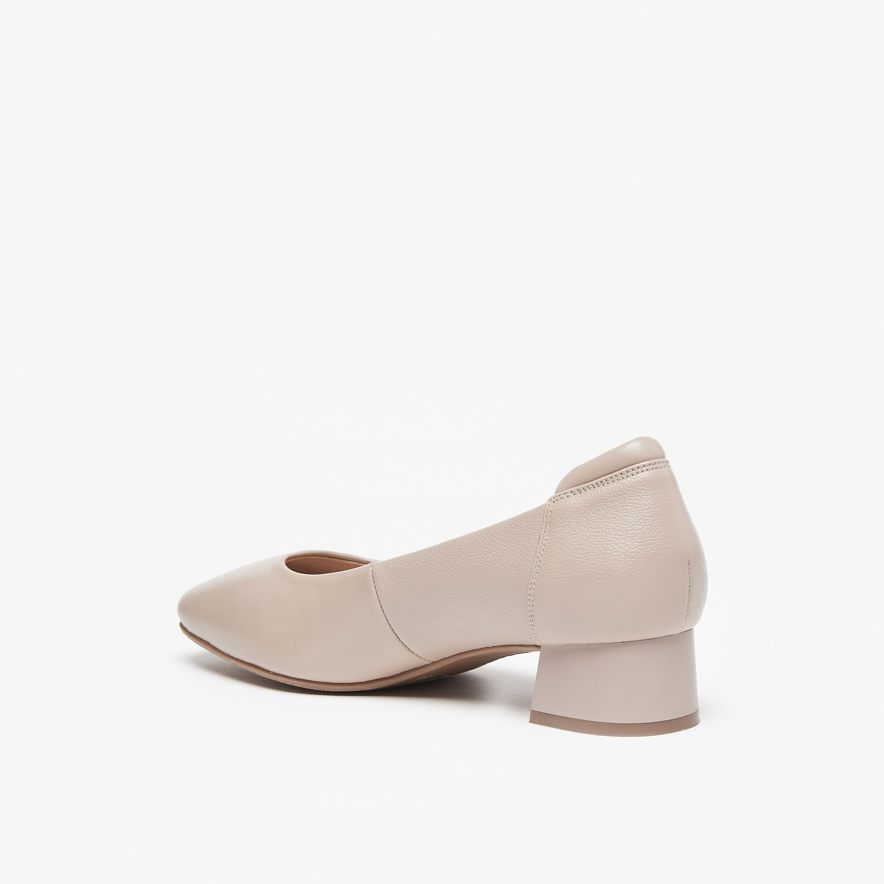 حذاء جلد سهل الارتداء سادة بكعب سميك من لو كونفورت -women-shoes-heels-image-2